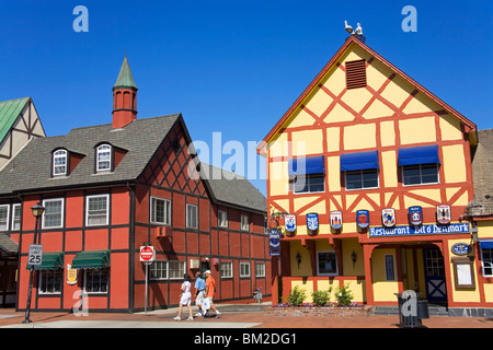 Dänische Architektur auf Alisal Straße, Solvang, Santa Barbara County, Zentral-Kalifornien, USA Stockfoto