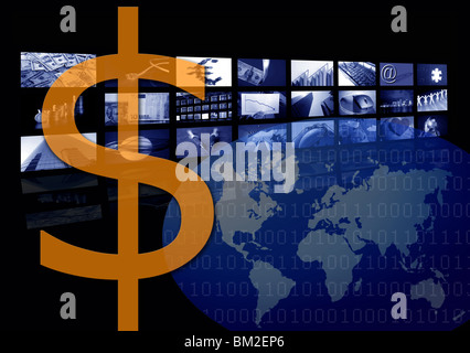 Dollar Geschäft Unternehmensimage, mehrere Bildschirm. Amerikanische Währung Metapher Stockfoto