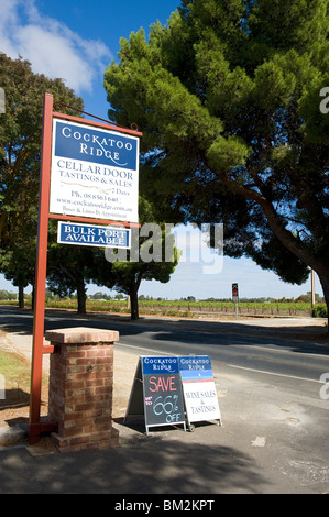 Cockatoo Ridge Weingut und Kellertür anmelden das Barossa Valley, South Australia Stockfoto