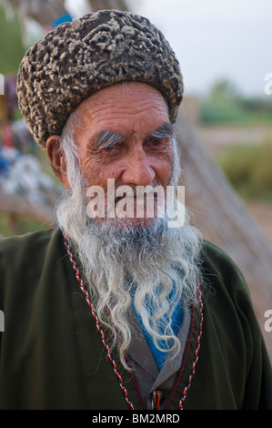 Porträt eines alten Mannes mit Bart, Merv, Turkmenistan Stockfoto