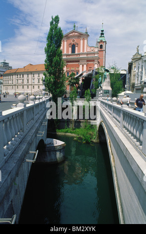 Ljubljana, Slowenien, 15. Juni 2009--die Triple-Brücke in Ljubljana Stockfoto