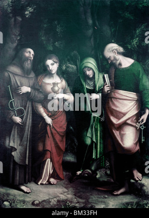 Der Heiligen Petrus, Martha, Mary Magdalen und Leonard von Antonio Allegri da Correggio, (1489/94-1534) Stockfoto