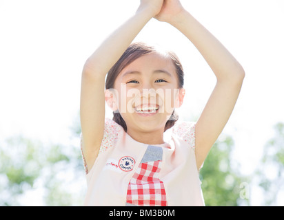 Ein Mädchen mit fleischlichen Grün Stockfoto