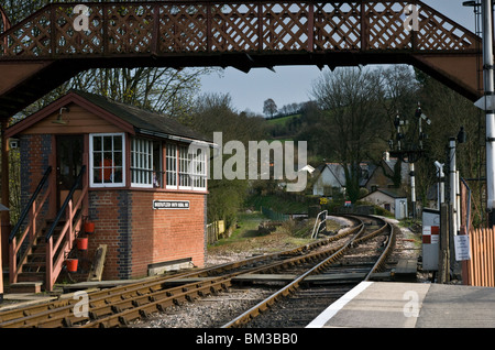 Die Eisenbahnlinie von South Devon Railway in Buckfastleigh in Devon. Stockfoto