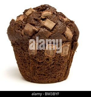 Double Chocolate Fondant gefüllt Muffin auf weißen Hintergrund isoliert. Stockfoto