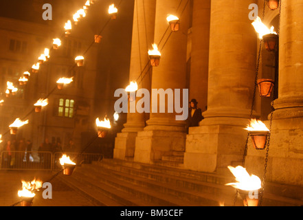 Clarendon Gebäude in der Nacht, Luminox Feuerfestival, Oxford, UK Stockfoto