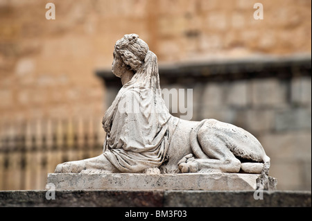 Sirene Sphinx-Statue in Medina del Campo, Segovia, Spanien Stockfoto