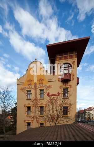 Villa Helenaka, Jugendstil-Villa am Ulice Na Vaclavce, 30, Stadtteil Smíchov, Prag, Tschechische Republik Stockfoto