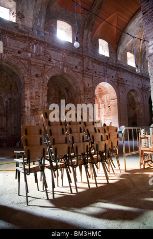 Innenausbau von El Monumento unvollendete Kirche, Stadt Castaño del Robledo, Provinz Huelva, Andalusien, Spanien Stockfoto