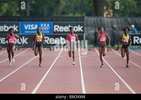 Carmelita Jeter (USA) Sieger im Wettbewerb mit den 100 Metern beim Reebok Grand Prix 2009 Stockfoto