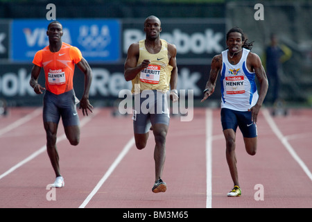 LaShawn Merritt (USA) im Wettbewerb mit den 400 Metern beim Reebok Grand Prix 2009 Stockfoto