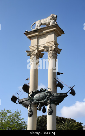 Denkmal von Christoph Kolumbus in den Gärten von Murillo, Sevilla, Spanien, Europa Stockfoto