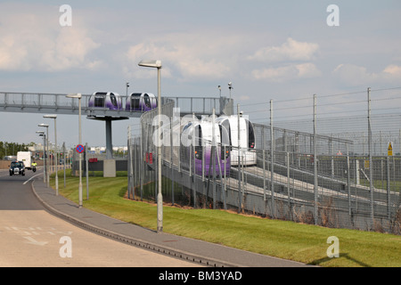 Eine persönliche Rapid Transport (PRT) Pod während der Tests am Flughafen Heathrow, London, UK. Mai 2010 Stockfoto