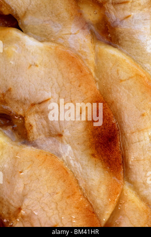 Apfel Kuchen Makro-Detail, Nahaufnahme von geschnittenen Stück Torte Stockfoto