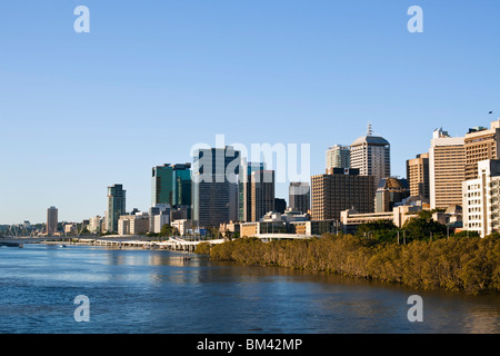 Blick auf die Skyline der Stadt von der Goodwill-Brücke. Brisbane, Queensland, Australien Stockfoto