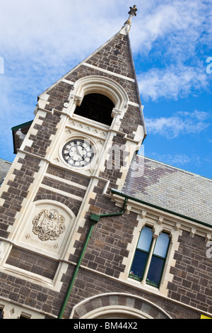 Gotische Architektur des Arts Centre, früher die Canterbury College. Christchurch, Canterbury, Südinsel, Neuseeland Stockfoto