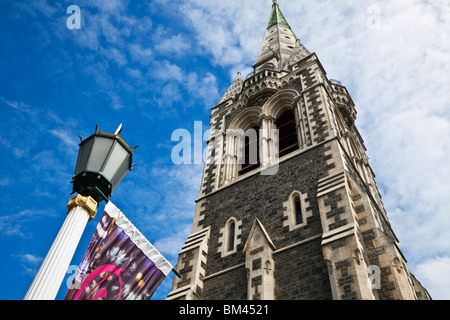 Turm der Christ Church Cathedral. Christchurch, Canterbury, Südinsel, Neuseeland Stockfoto