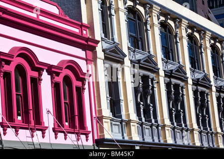 Farbenfrohe Architektur Manchester Straße entlang. Christchurch, Canterbury, Südinsel, Neuseeland Stockfoto