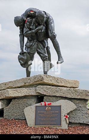 Skulptur "Cobbers" Australian Memorial Park Fromelles, Frankreich Stockfoto