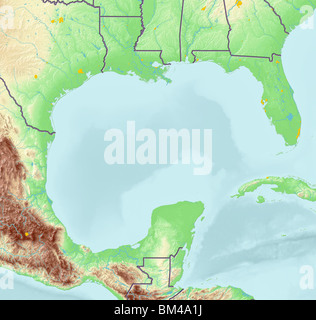 Golf von Mexiko, schattierte Reliefkarte. Stockfoto