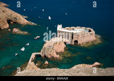 Das São João Baptista Fort in die Berlengas Nature Reserve (Portugal). Le Fort de São João Baptista (Berlengas Grande / Portugal). Stockfoto