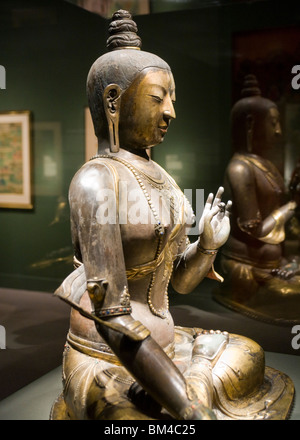 Weiße Tara Statue - Mongolei Dolonnor Stil - vergoldete bronze Stockfoto