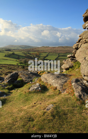 Blick vom Hound Tor in Richtung Hayne unten, Dartmoor, Devon, England, UK Stockfoto