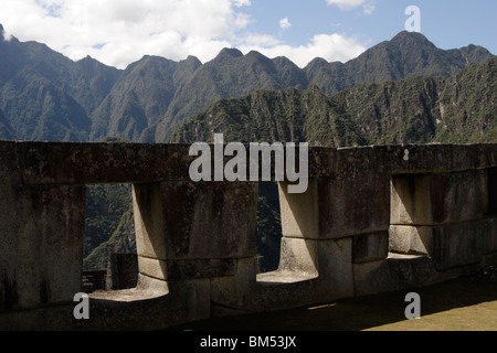 Tempel der drei Fenster und Anden Berge, [Machu Picchu], Peru, Süd-Amerika Stockfoto