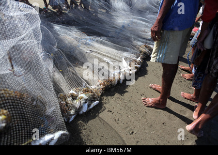 Fischer in Paniman Dorf, ein Tor zu den Inseln der Halbinsel Caramoan in Süd-Ost-Luzon auf den Philippinen. Stockfoto