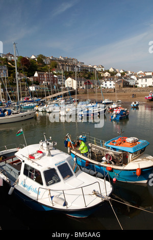 Großbritannien, England, Devon, Ilfracombe, Freizeitboote vertäut im Hafen Stockfoto