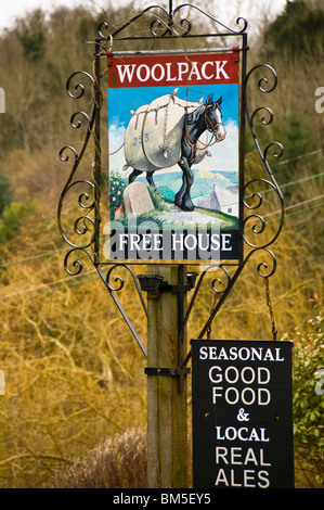 Woolpack Pub Schild, Slad, Cotswolds, Gloucestershire, UK Stockfoto