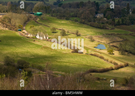 Cotswold Hills gesehen von Painswick Beacon, Gloucestershire, UK Stockfoto