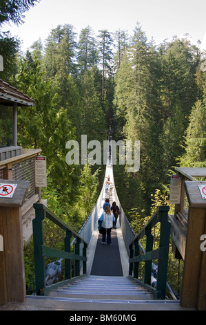 Die Capilano Suspension Bridge auf der North Shore von Vancouver Stockfoto