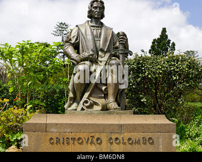 Statue von Christoph Kolumbus in Santa Catarina Park Funchal Madeira Portugal EU Europa Stockfoto