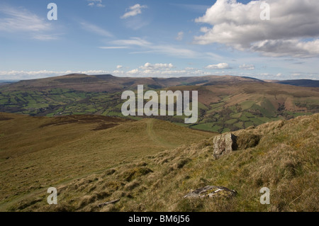 Blick auf den schwarzen Bergen vom Gipfel des Zuckerhut, schwarze Berge, Wales, UK, Europa Stockfoto
