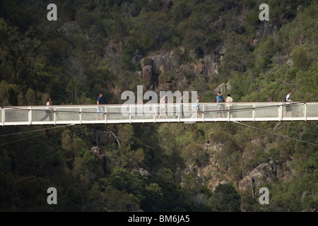 Menschen auf Alexandra Hängebrücke, erste Becken, Cataract Gorge, South Esk River, Launceston, nördlichen Tasmanien, Australien Stockfoto