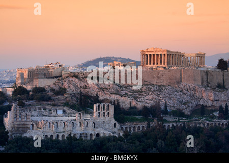 Der Parthenon, das Theater des Dionysos und der Akropolis, Athen, Griechenland Stockfoto