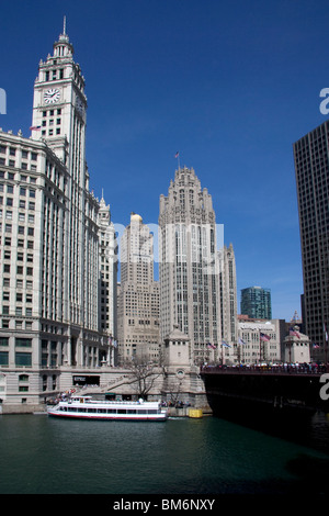 Chicago Gebäude Architektur. Tribune Tower. Wrigley Building Stockfoto