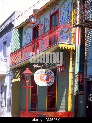 Pastellfarbenen Gebäude, Straße Caminito, La Boca, Buenos Aires, Argentinien Stockfoto