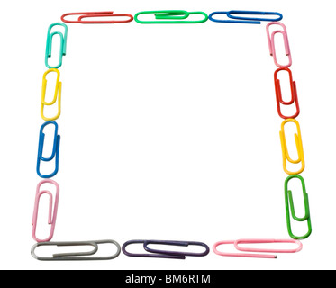Nahaufnahme von Büroklammern in eine rechteckige Form angeordnet Stockfoto
