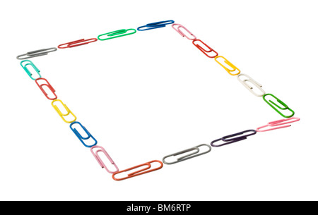 Nahaufnahme von Büroklammern in eine rechteckige Form angeordnet Stockfoto