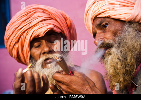 Naga Sadhu während Kumbh Mela, Haridwar, Indien Stockfoto