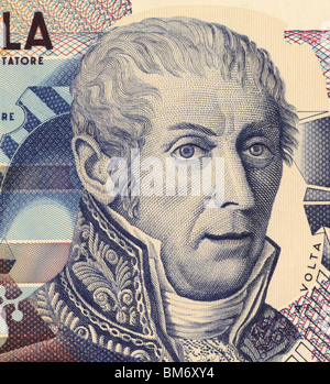 Alessandro Volta (1745-1827) auf 10000 Lire 1984 Banknote aus Italien. Italienischer Physiker. Stockfoto