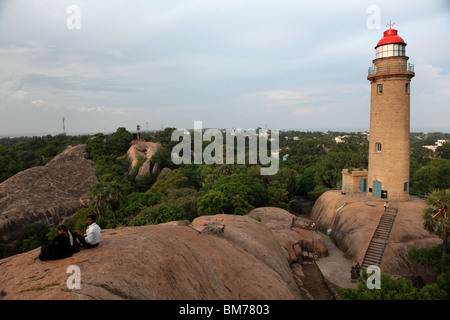 Der Leuchtturm in Mahabalipuram oder Mamallapuram Tamil Nadu Zustand in Indien. Stockfoto