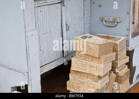 Antikes perforiertes Musikbuch für Amsterdamer Straßenorgeln in Holland Michigan in den USA USA niemand horizontal Hi-res Stockfoto