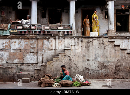 Die Altstadt von Ahmedabad, Gujarat, Indien Stockfoto