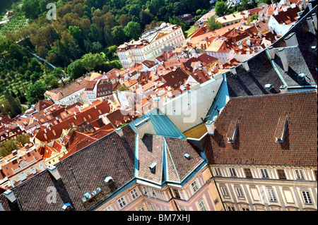 Vogel-Auge Ansicht des historischen Zentrum von Prag Stockfoto