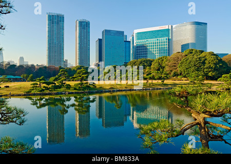 Hama Rikyu Gardens Japanese Garden Shiodome Japan Stockfoto