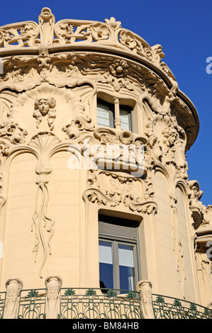 Madrid, Spanien. Casa del Longoria (1902: Jose Grases Riera) in Calle Fernando VI. Die Sociedad General de Autores. Stockfoto