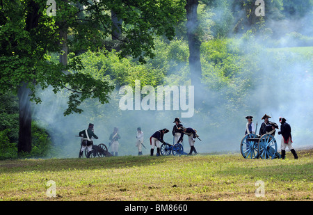 Historische Rekonstruktion der Kämpfe in den napoleonischen Kriegen - Artillerie Stockfoto